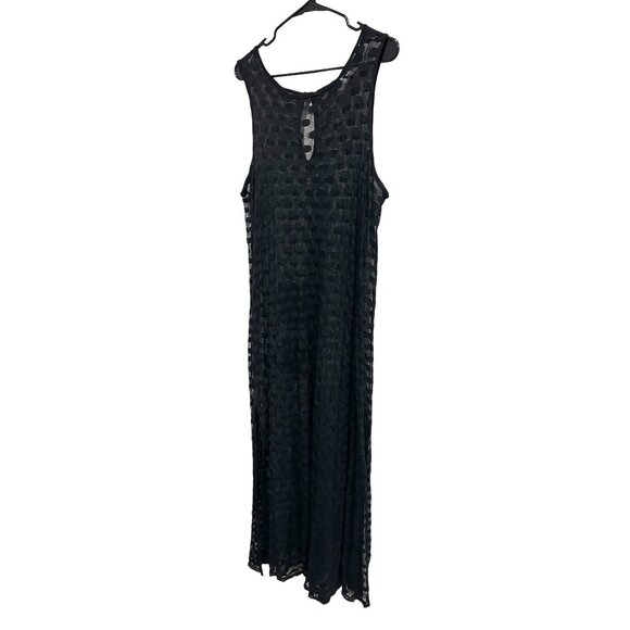 Bill Blass Swim Sheer Black Textured Maxi Dress Sleeveless Medium - Picture 3 of 8